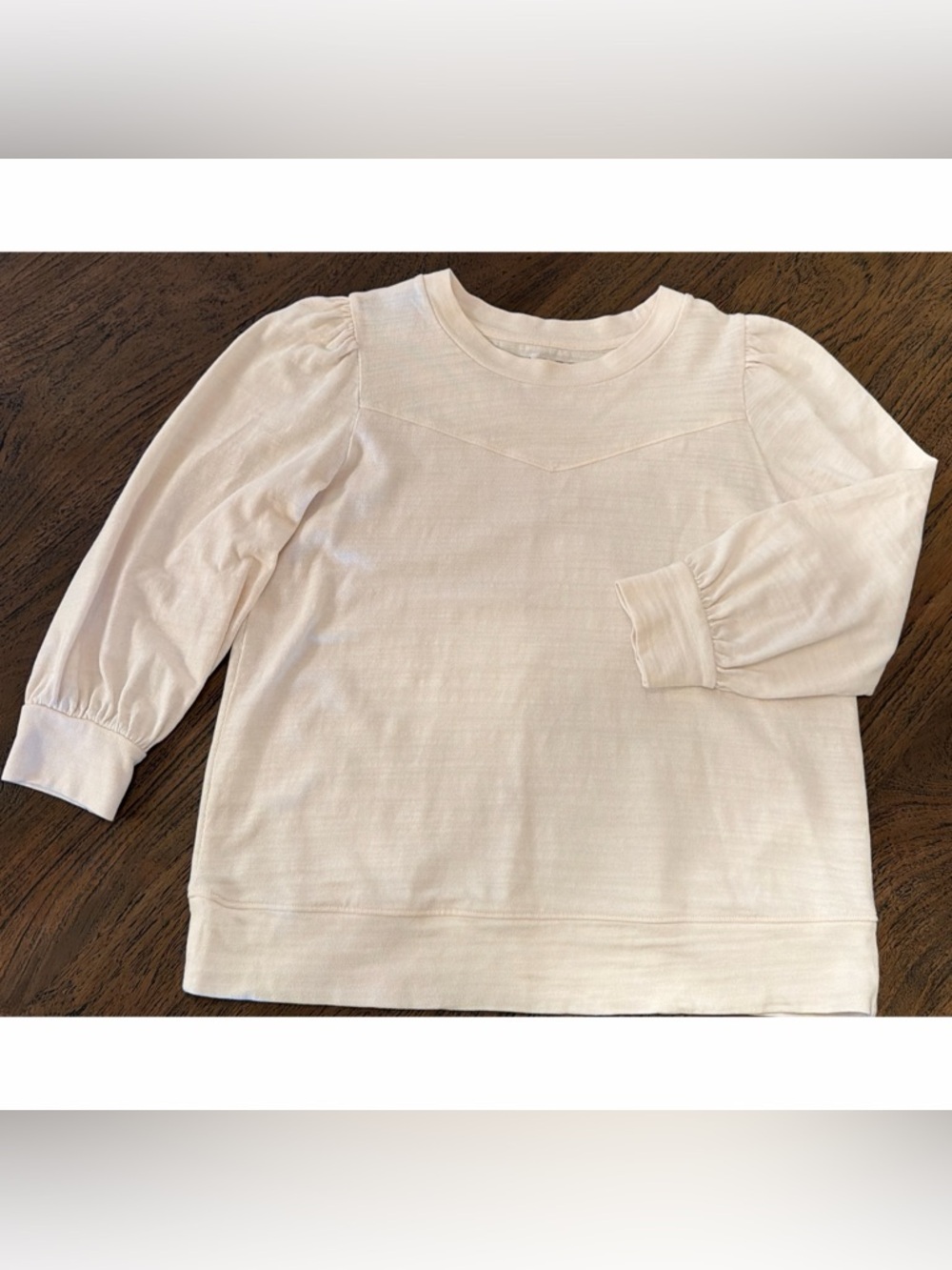 NWOT Loft Women Puff Sleeve Crew Neck Sweater/Sweatshirt Cream Sz L